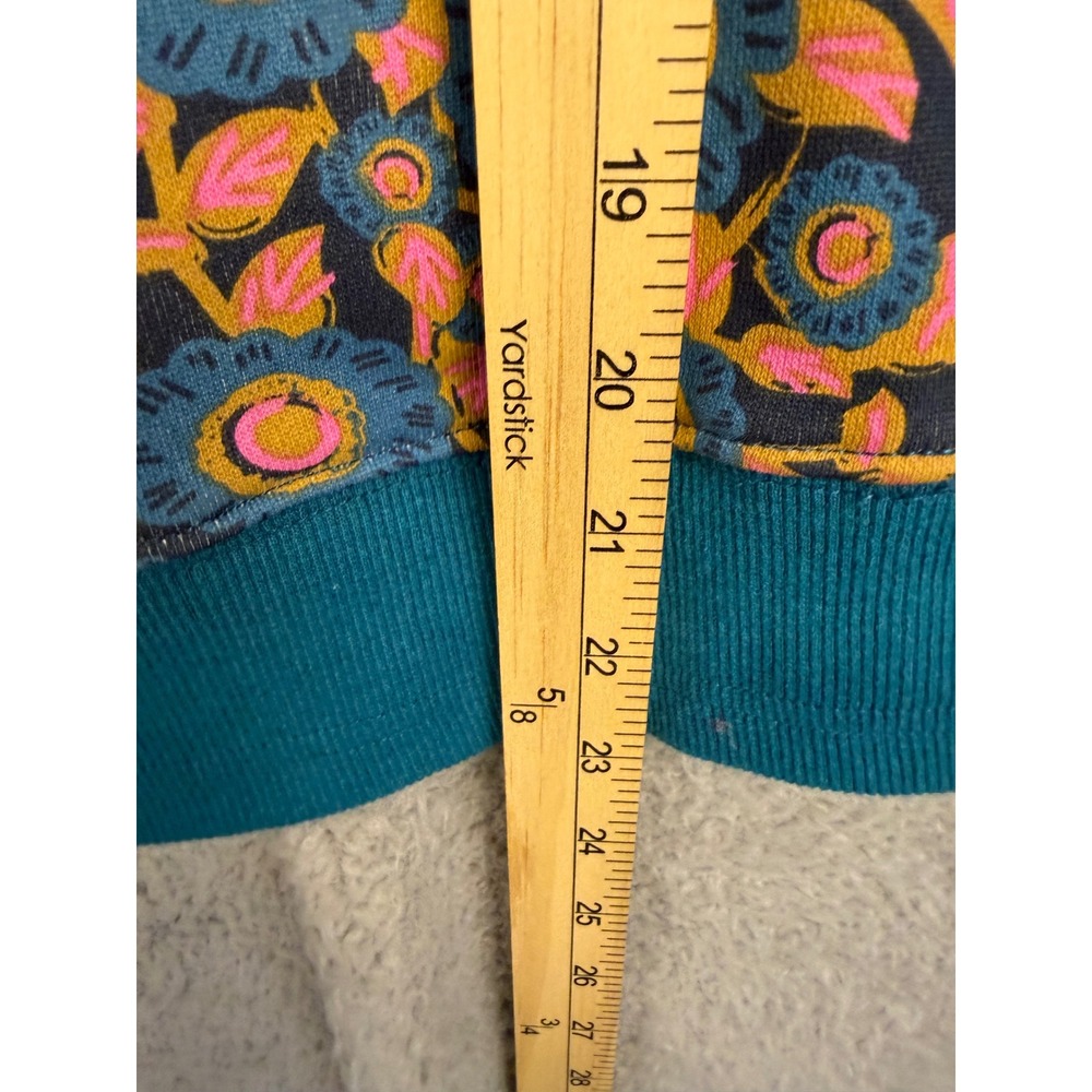 Natural Life Floral Cropped Sweatshirt Womens XL Blue Pink Mustard Pullover 645 - Picture 5 of 8